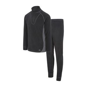 Trespass Unisex Thriller Thermal Top And Bottom Set / Black